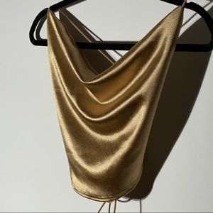 Windsor - SATIN COWL NECK STRAPPY CROP TOP - Small